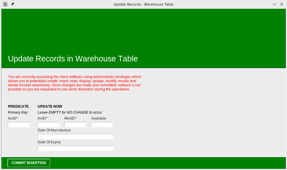 Update existing warehouses